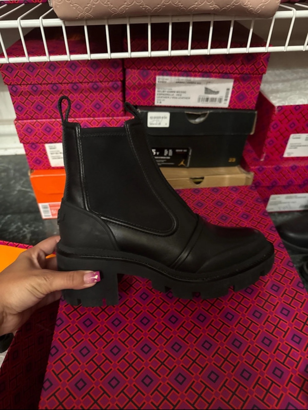 Tory Burch Black Lug Sole Chelsea Boot